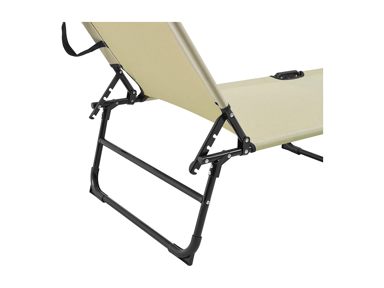 Lettino prendisole sedia a sdraio pieghevole con parasole acciaio PVC poliestere 187 cm crema 03_0000987