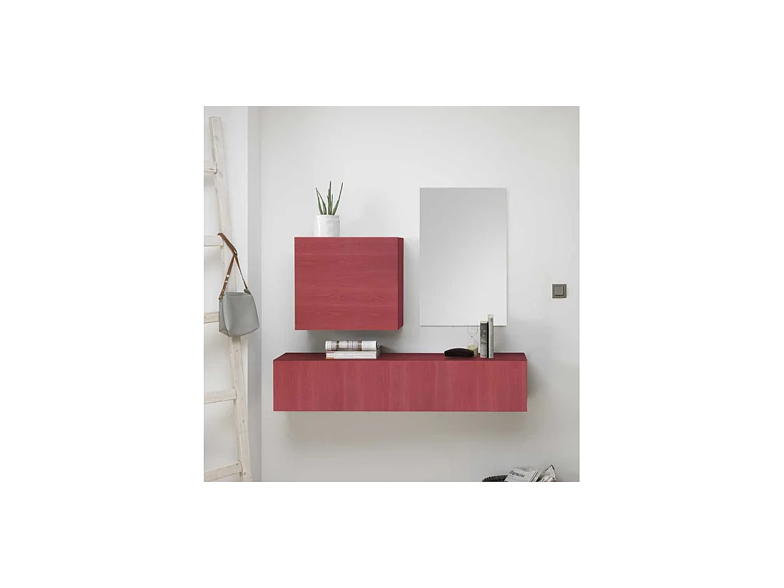 Duo de Meubles d'entrée Rouge + Miroir - SCOPELLO