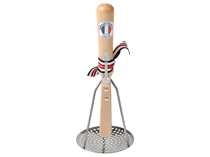 Ensemble presse purée et éplucheur naturel en bois de hêtre