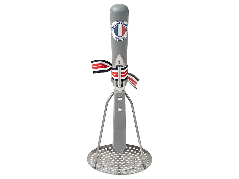 Ensemble presse purée et éplucheur gris en bois de hêtre