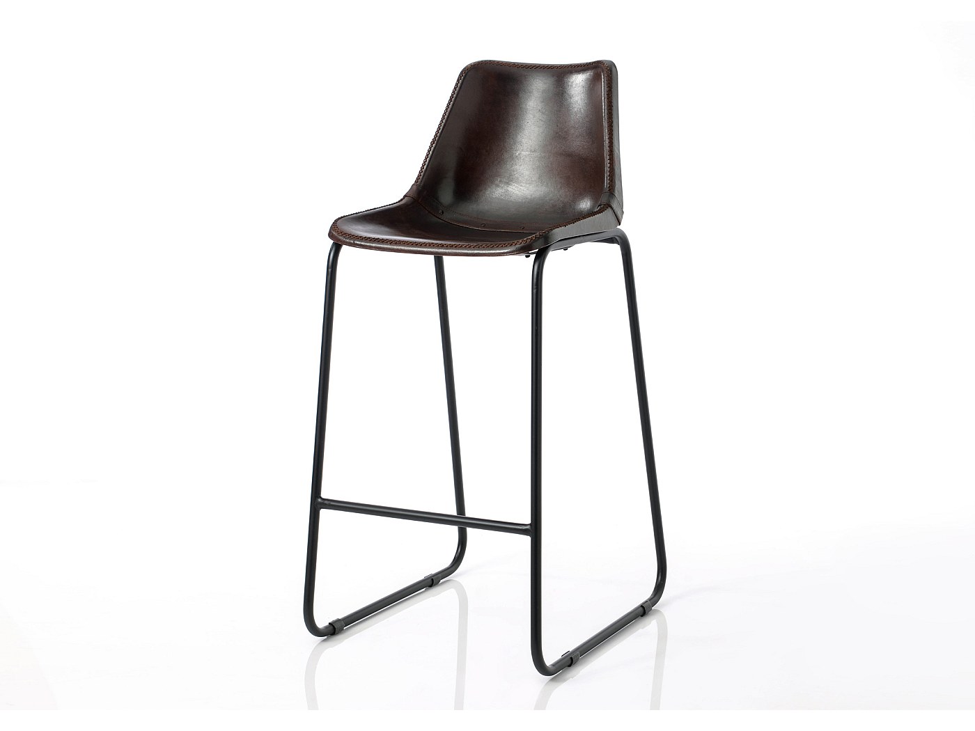 Tabouret de bar noir en cuir