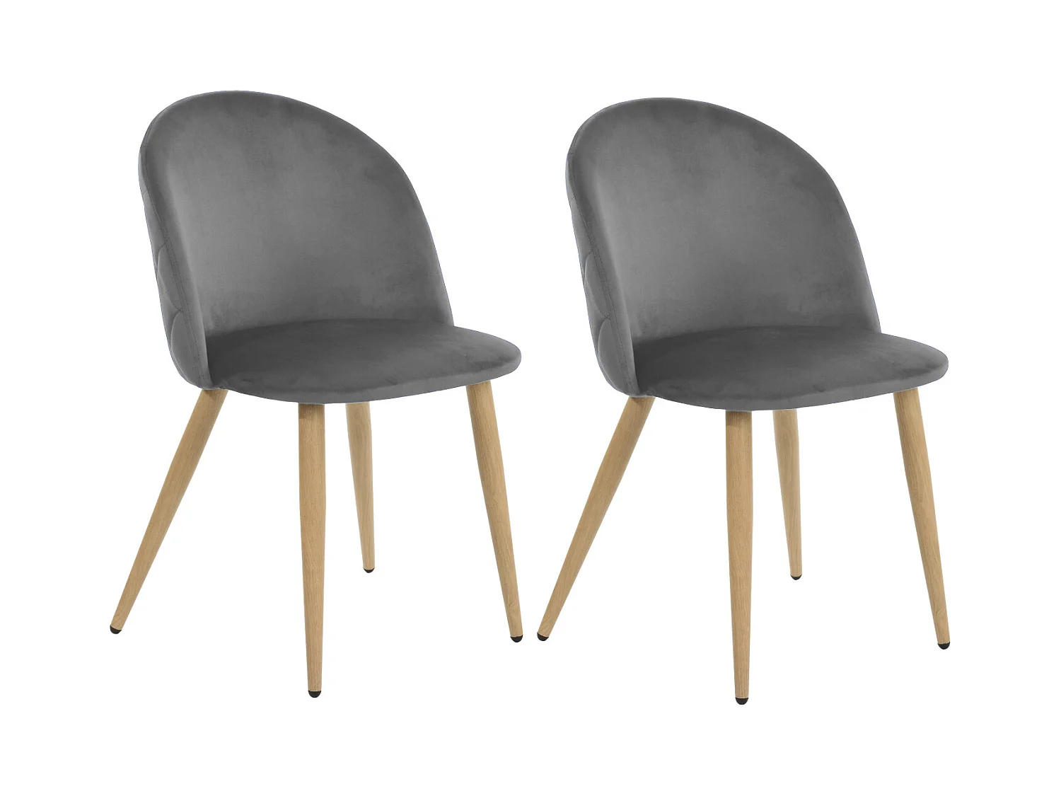 Lot de 2 chaises de salle à manger scandinaves en velours gris ZOMBA GREY VELVET