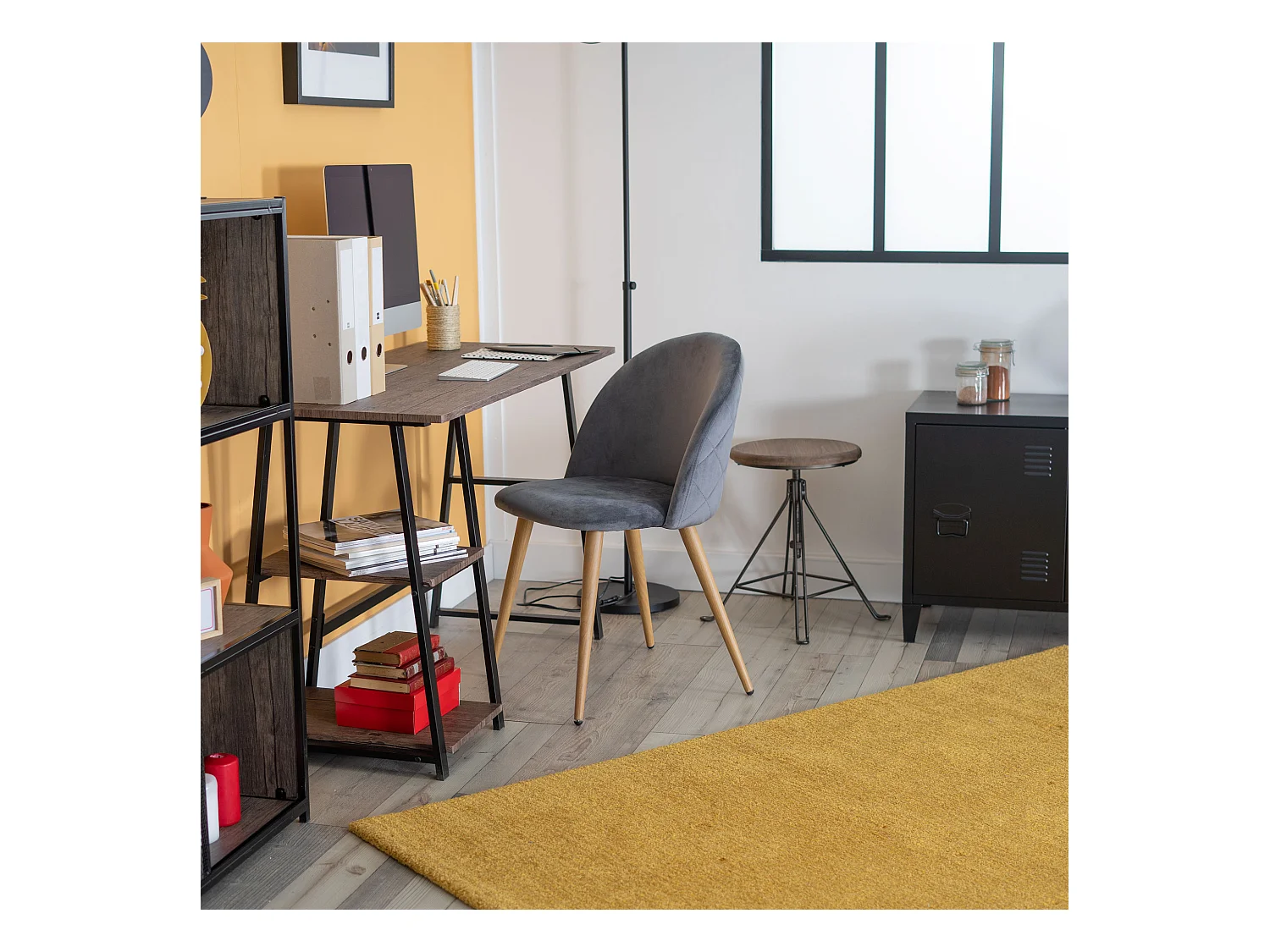Lot de 2 chaises de salle à manger scandinaves en velours gris ZOMBA GREY VELVET