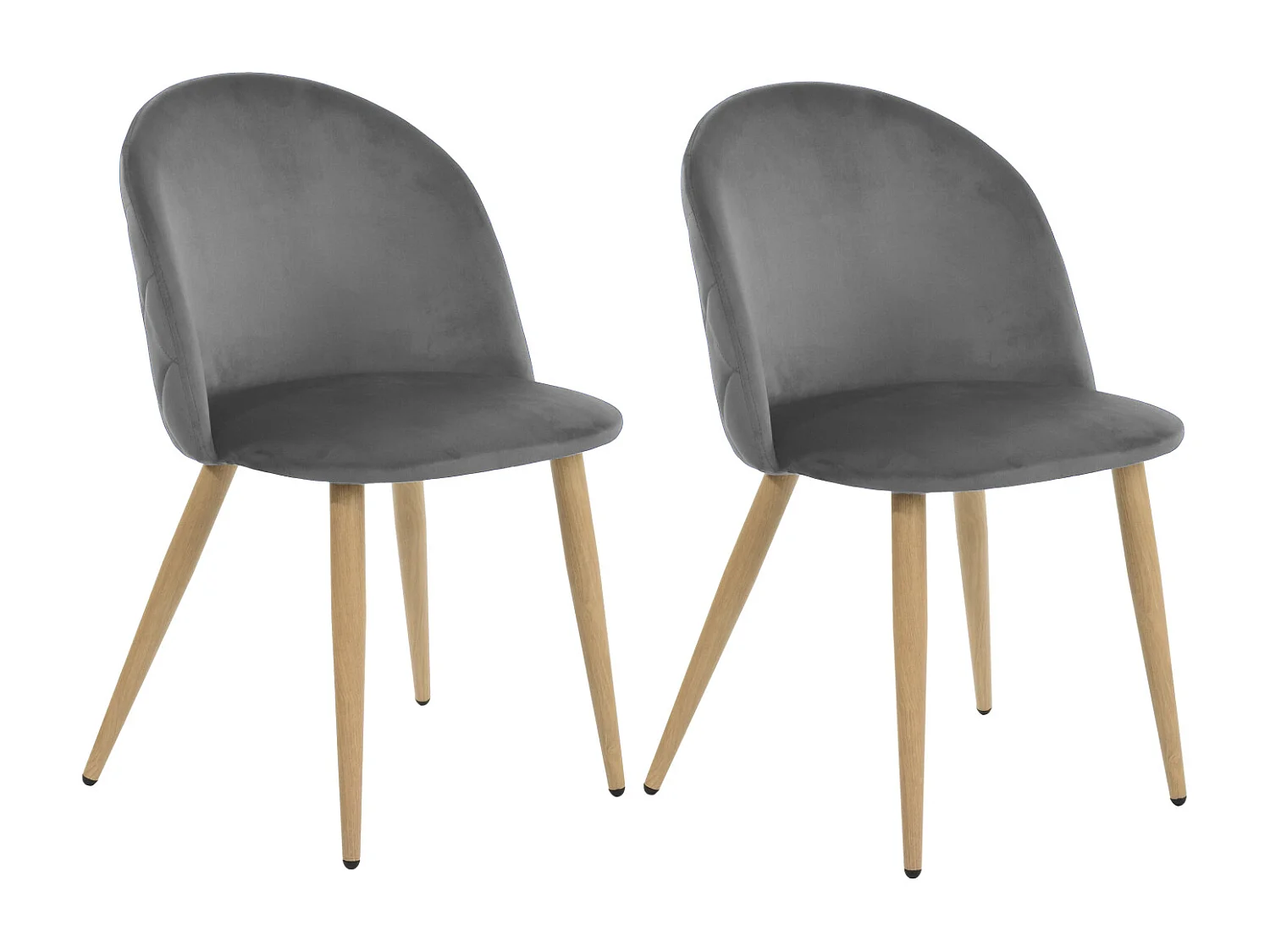 Lot de 2 chaises de salle à manger scandinaves en velours gris ZOMBA GREY VELVET