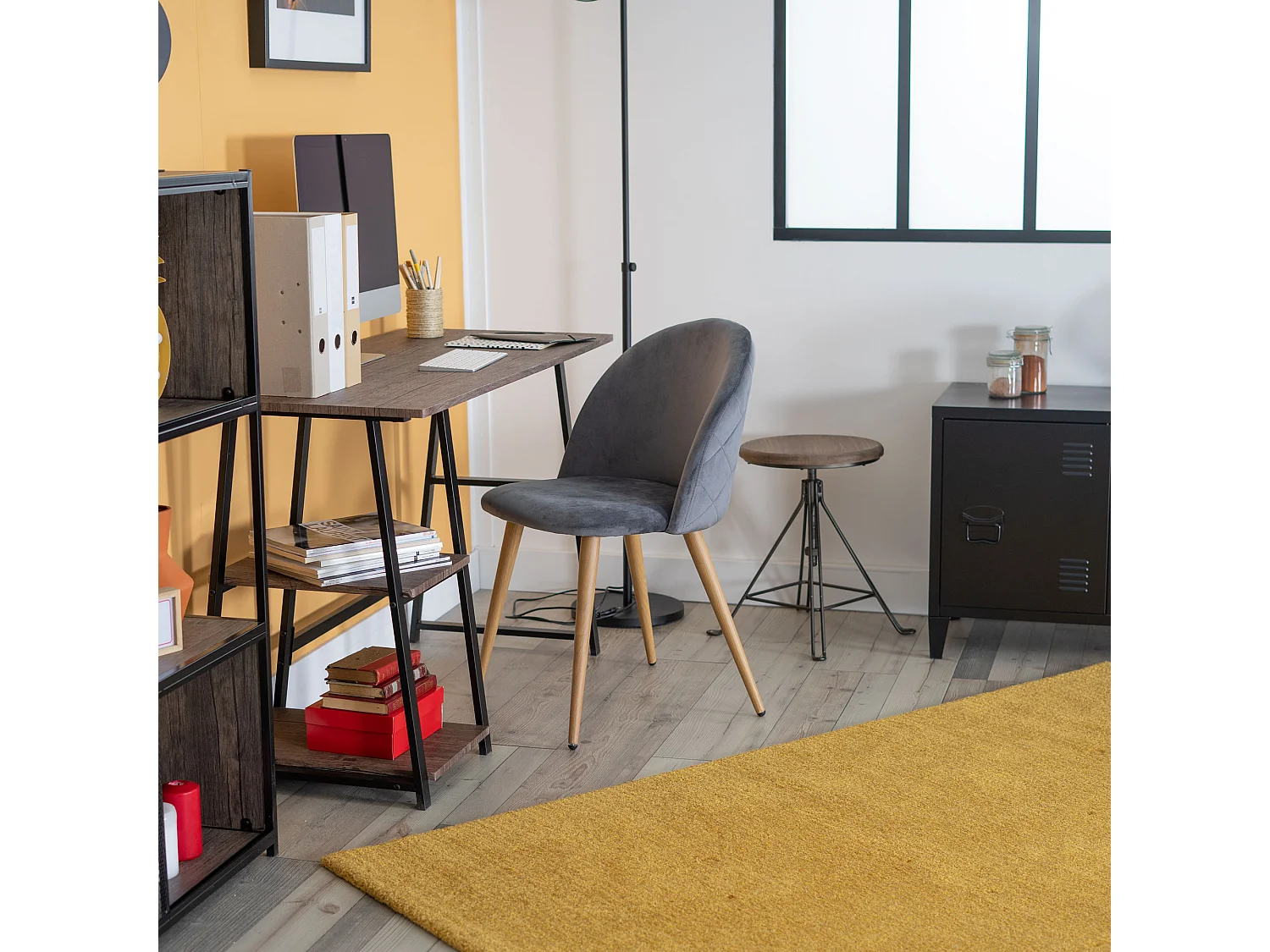 Lot de 2 chaises de salle à manger scandinaves en velours gris ZOMBA GREY VELVET