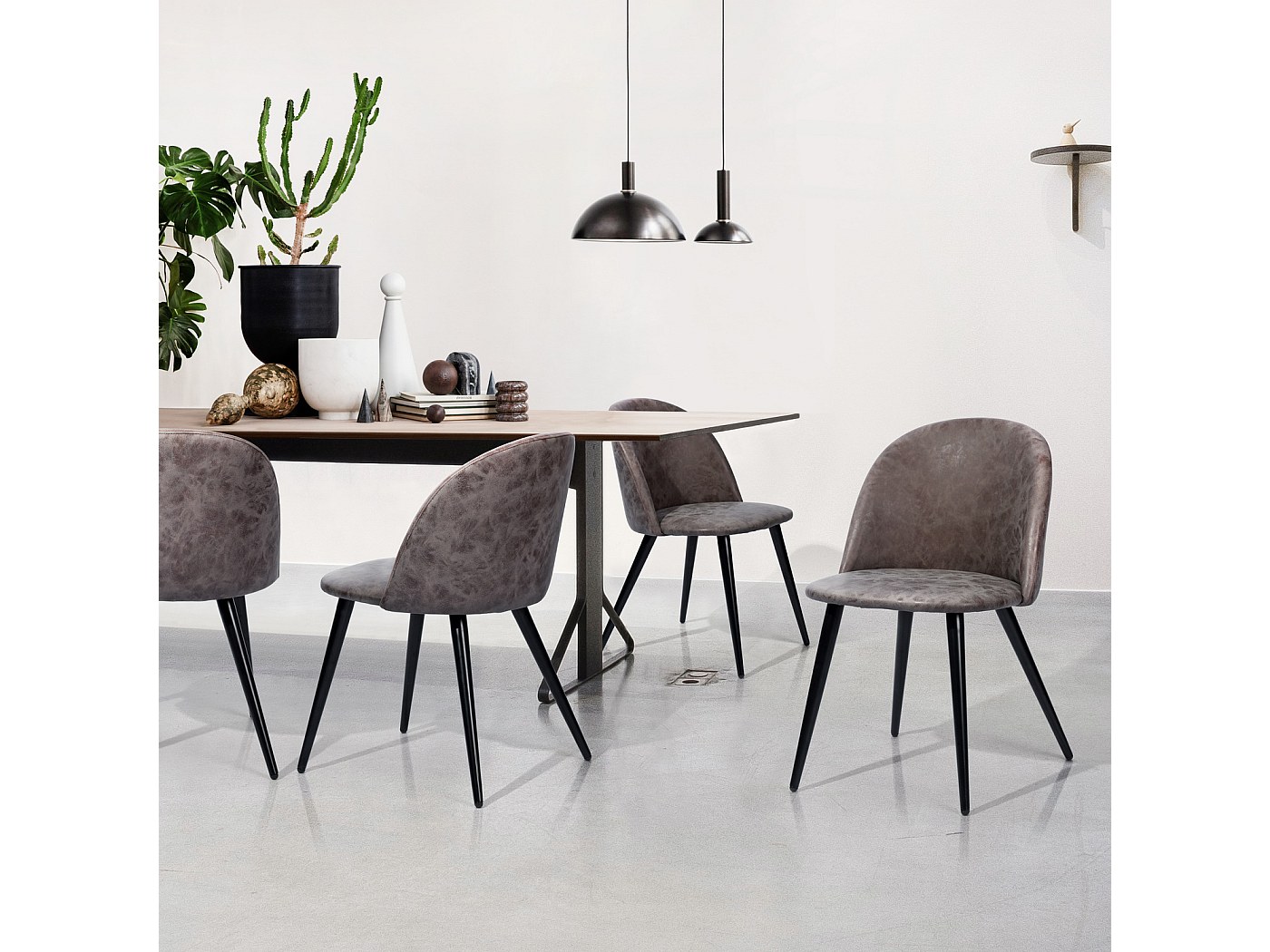 Lot de 2 chaises de salle à manger scandinaves en simili gris ZOMBA