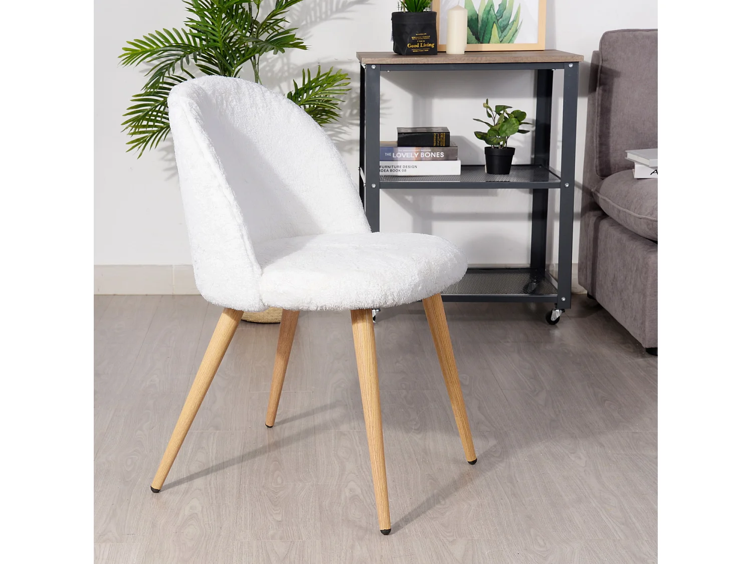 Lot de 2 chaises de salle à manger scandinaves en fourrure blanc ZOMBA RH KD YMSX
