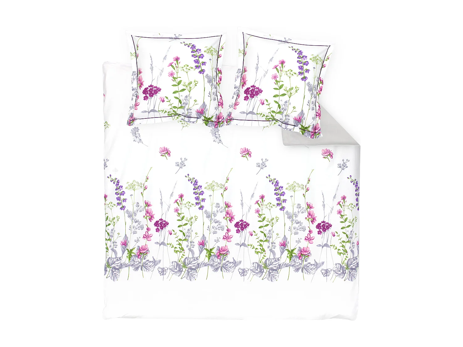 Parure de lit 280x240 cm 65x65 cm coton PRETTY blanc