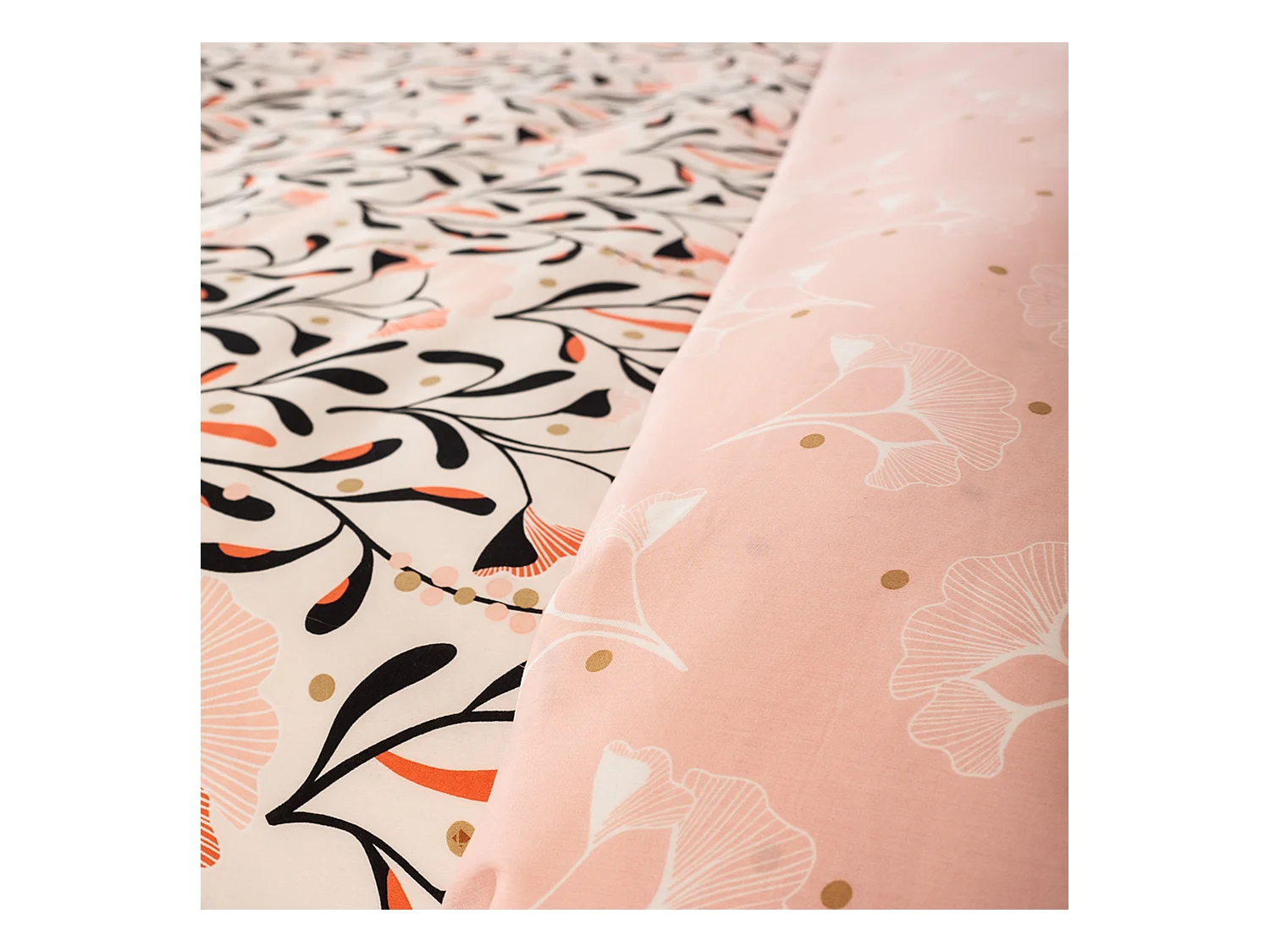 Parure de lit 260x240 cm Satin de coton JOY Rose 3 pièces