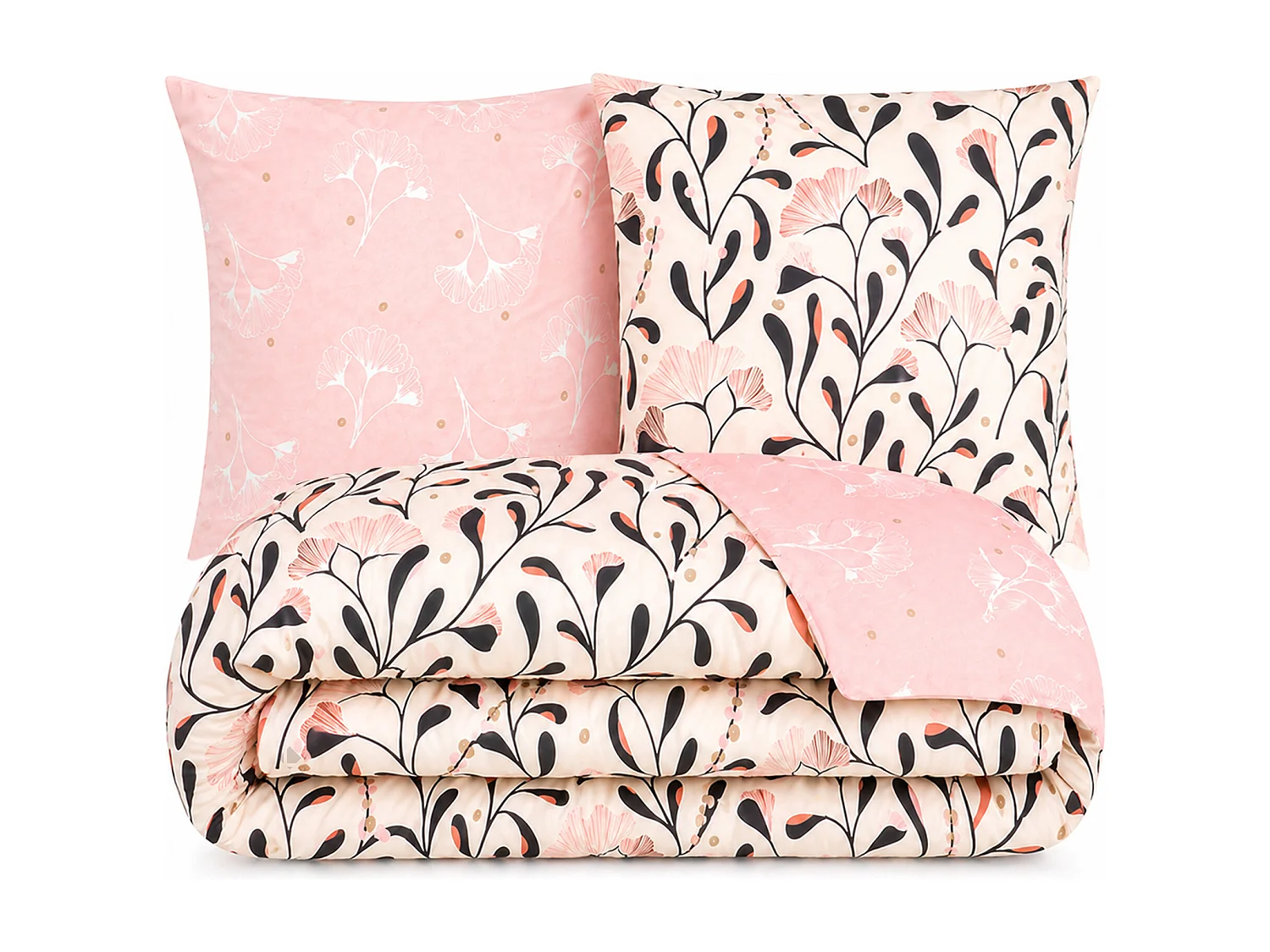 Parure de lit 260x240 cm Satin de coton JOY Rose 3 pièces