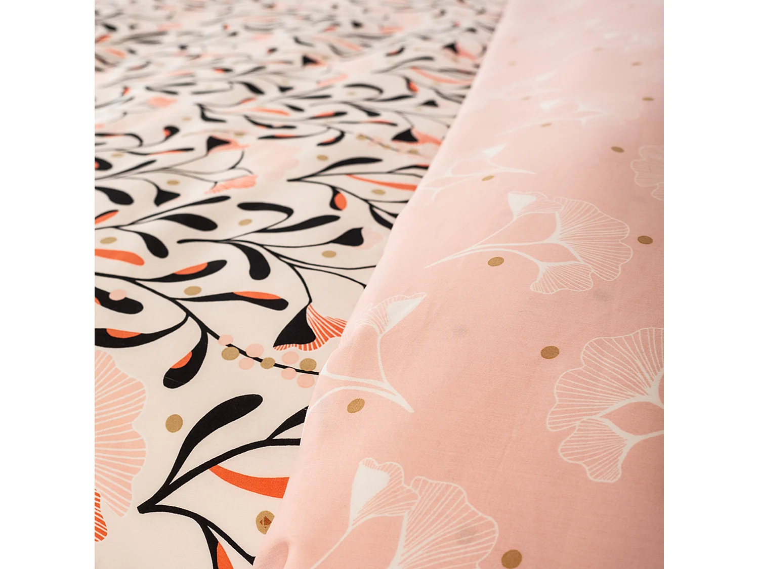 Parure de lit 260x240 cm Satin de coton JOY Rose 3 pièces
