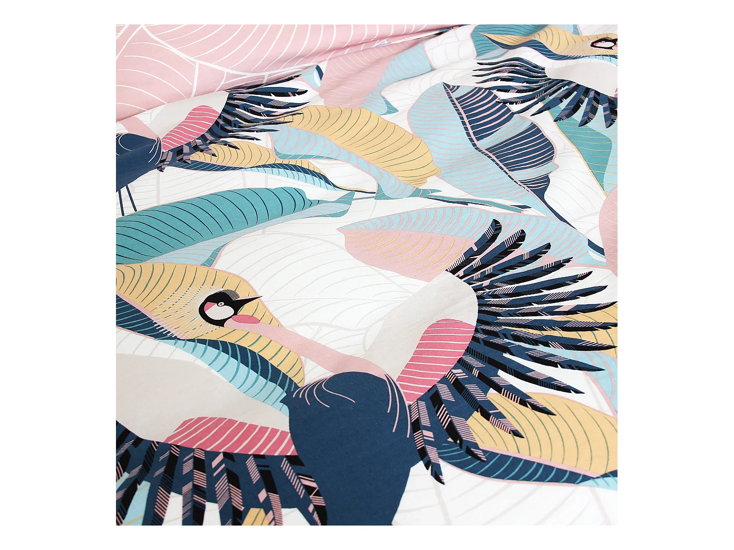 Parure de lit 260x240 cm coton biologique GRUE rose Pêche