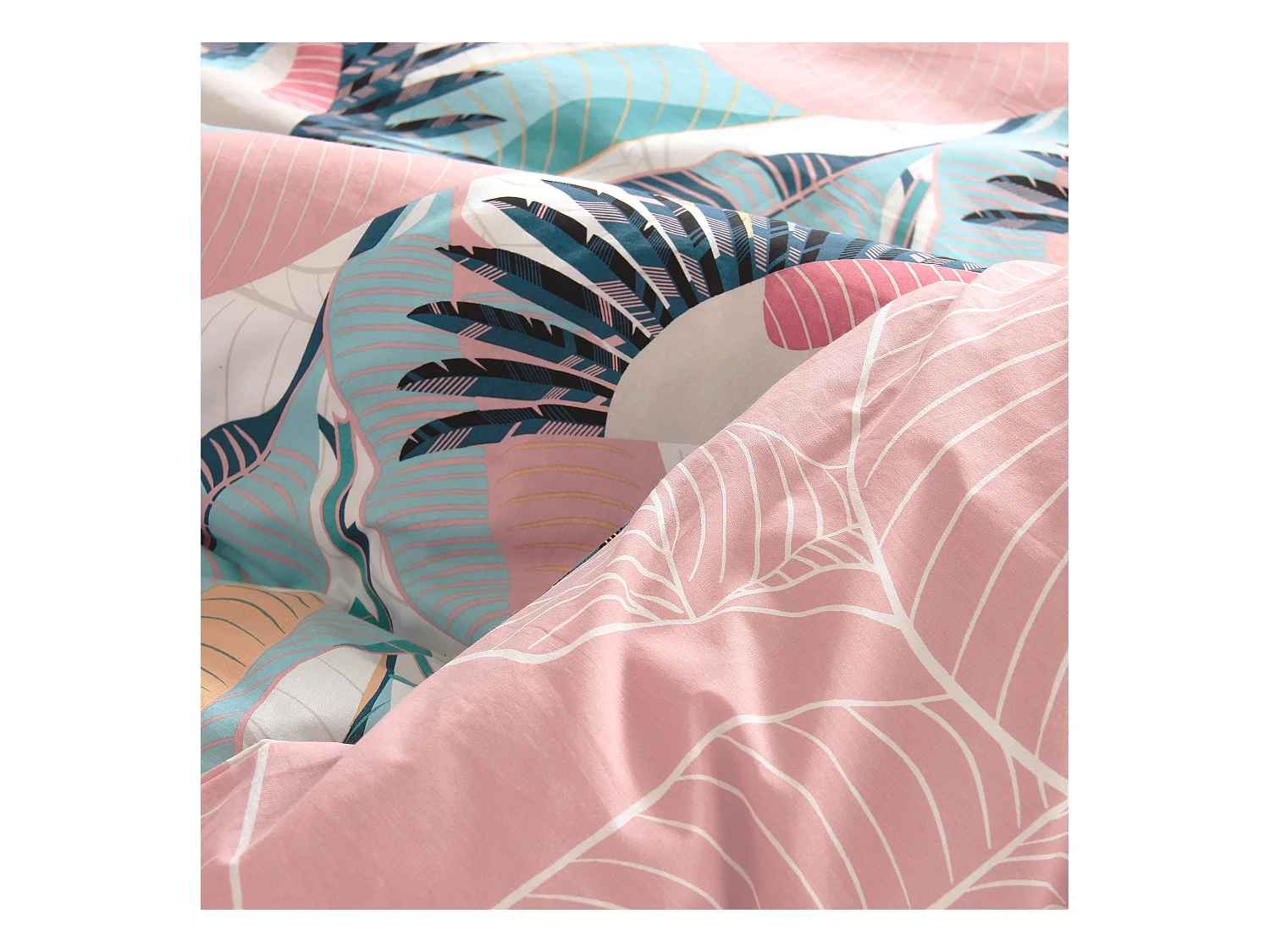 Parure de lit 260x240 cm coton biologique GRUE rose Pêche