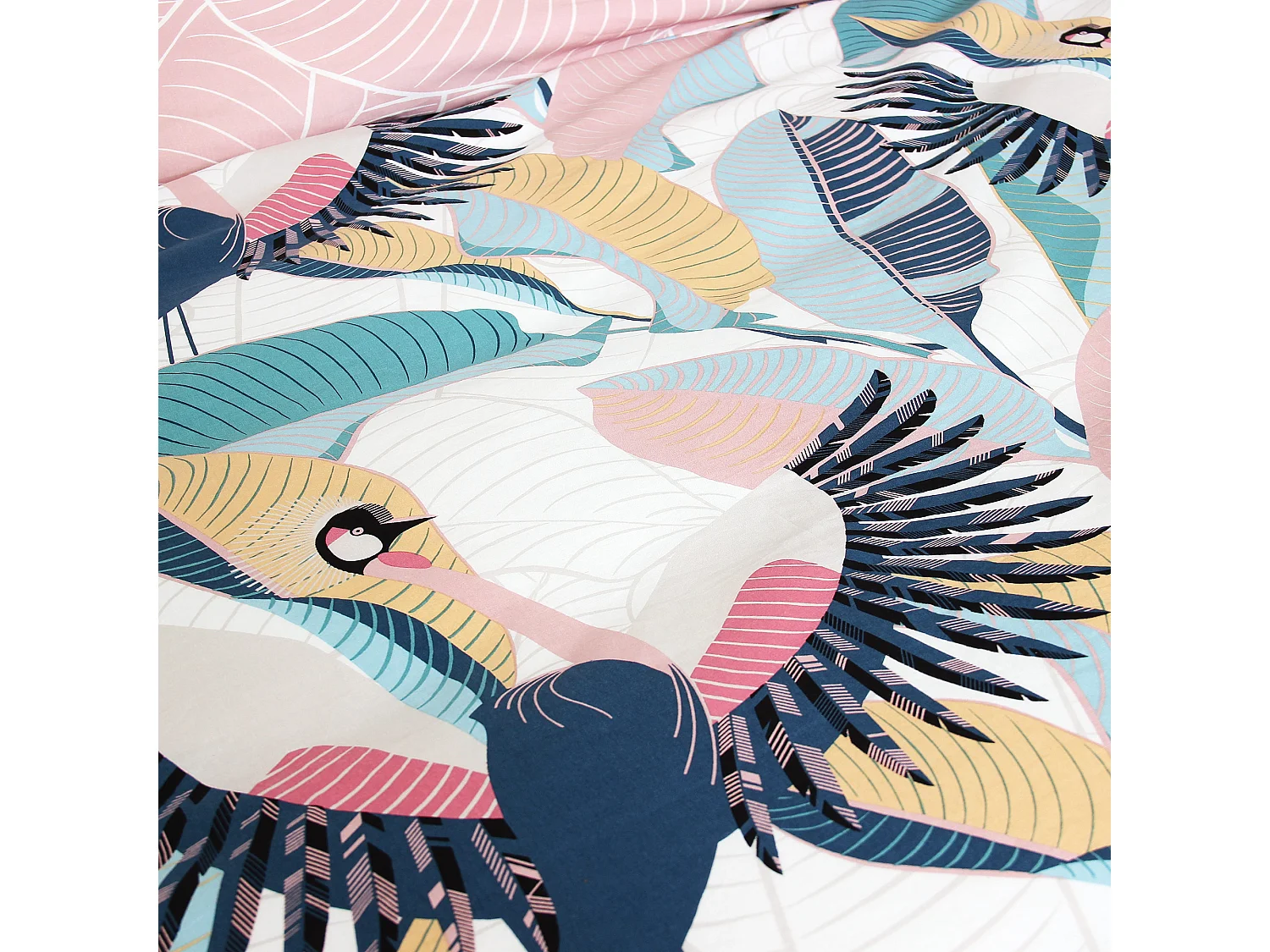 Parure de lit 260x240 cm coton biologique GRUE rose Pêche