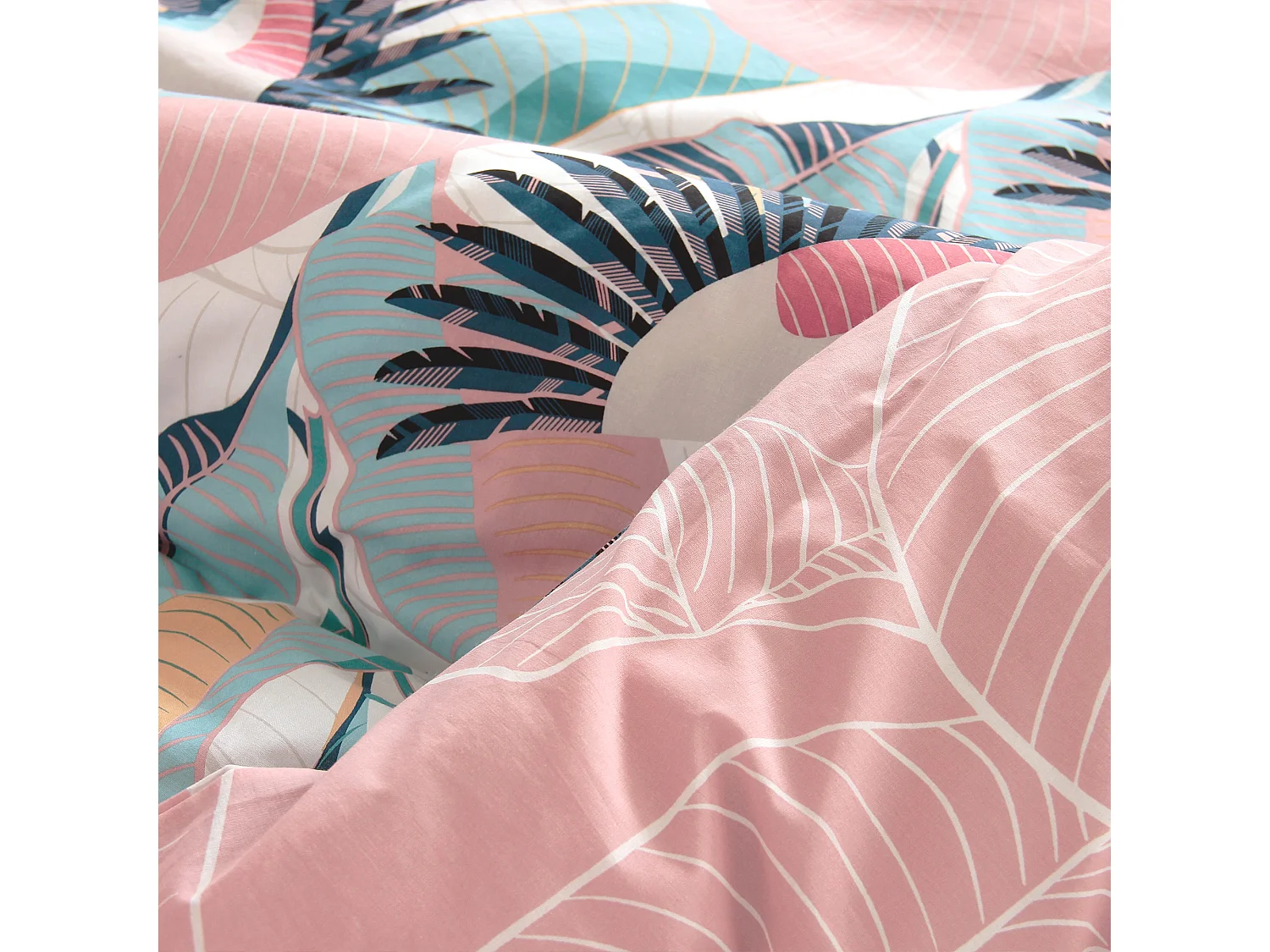 Parure de lit 260x240 cm coton biologique GRUE rose Pêche