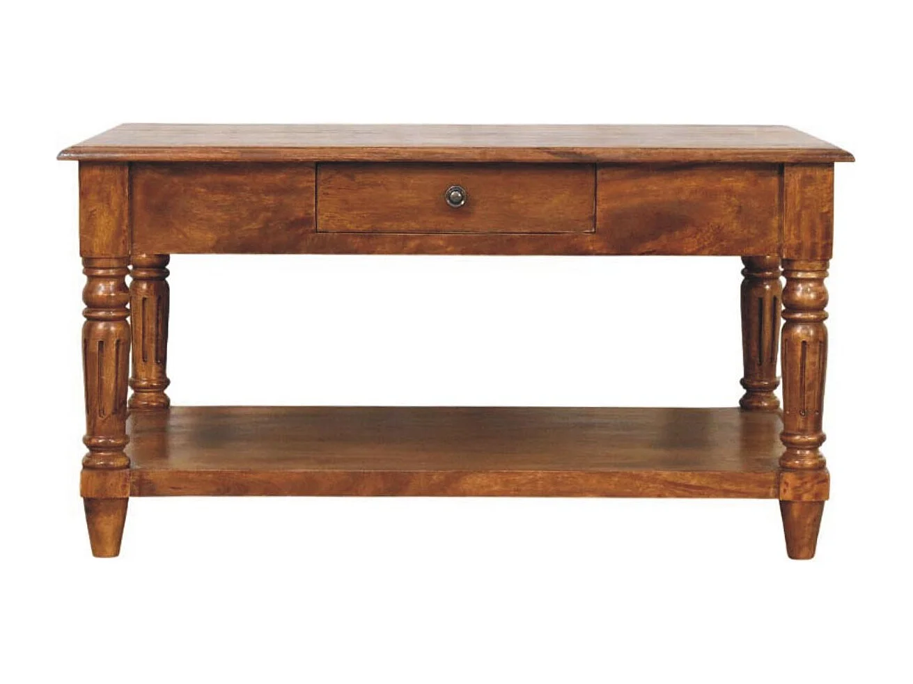 Artisan Furniture Table basse à 2 tiroirs avec pieds tournés en châtaignier