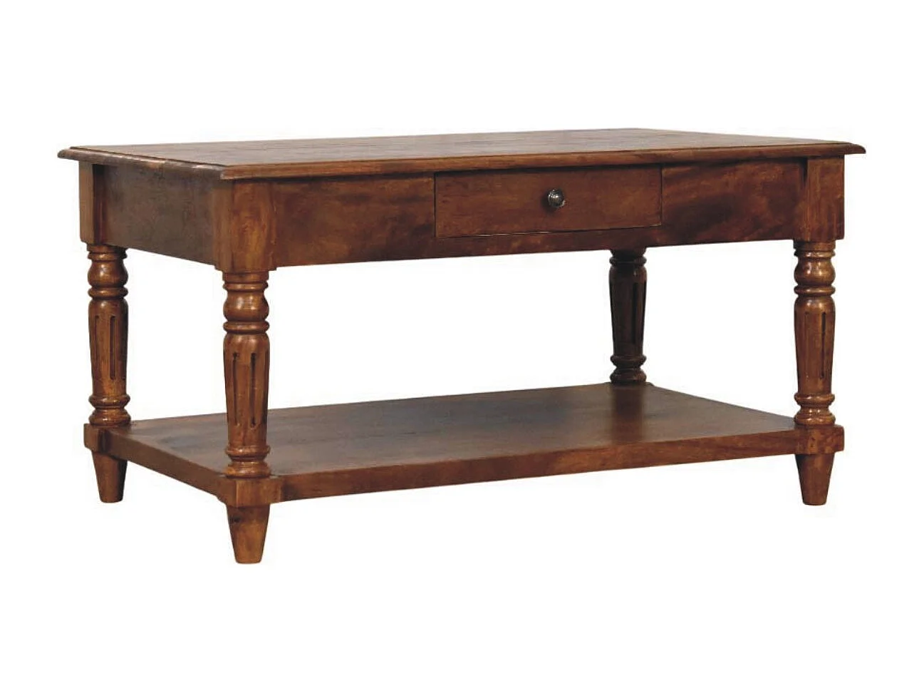 Artisan Furniture Table basse à 2 tiroirs avec pieds tournés en châtaignier