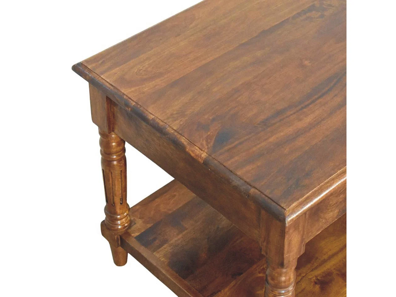 Artisan Furniture Table basse à 2 tiroirs avec pieds tournés en châtaignier
