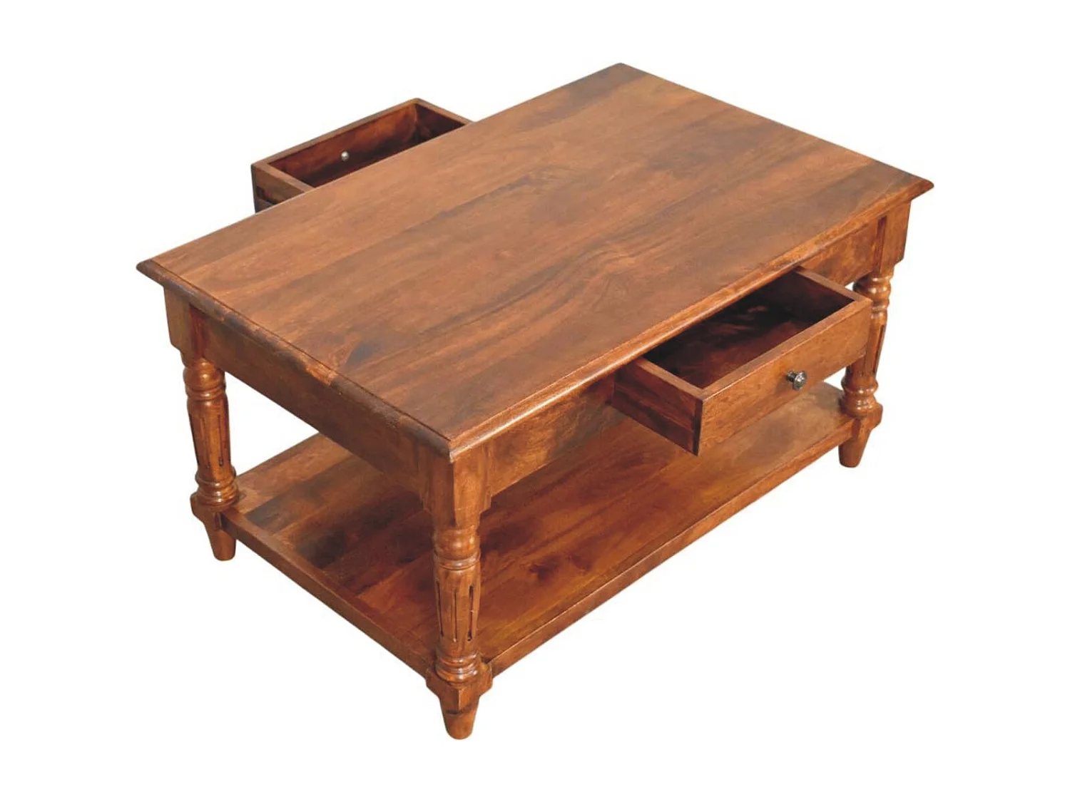 Artisan Furniture Table basse à 2 tiroirs avec pieds tournés en châtaignier