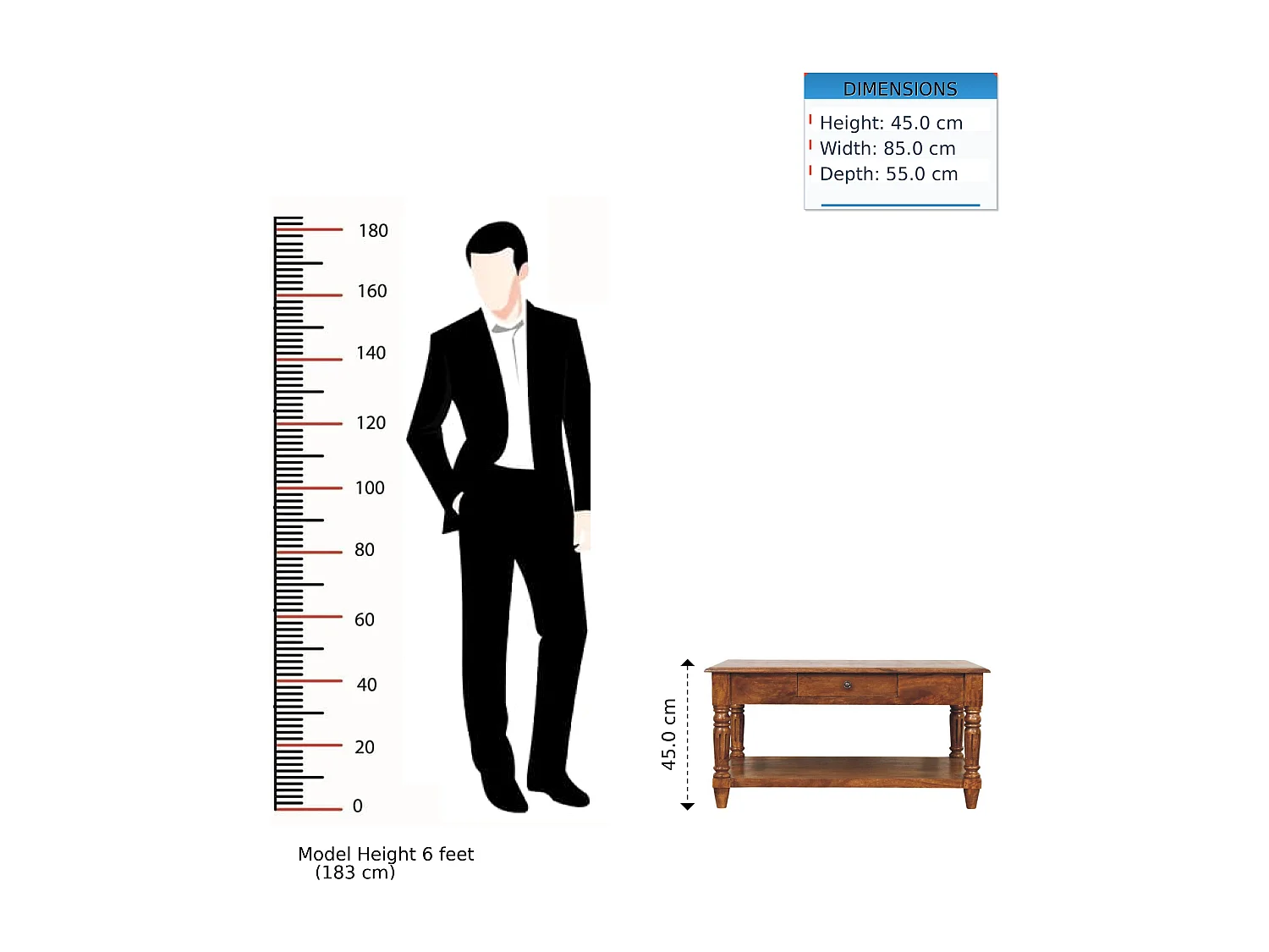 Artisan Furniture Table basse à 2 tiroirs avec pieds tournés en châtaignier