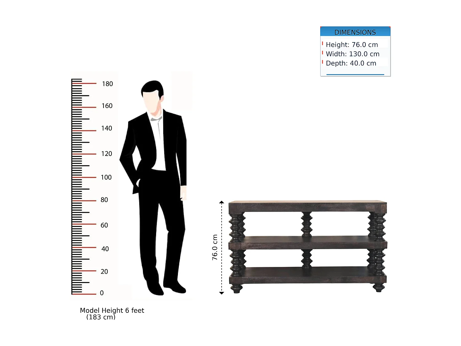 Artisan Furniture Spindle Console d'étagère en frêne carbone