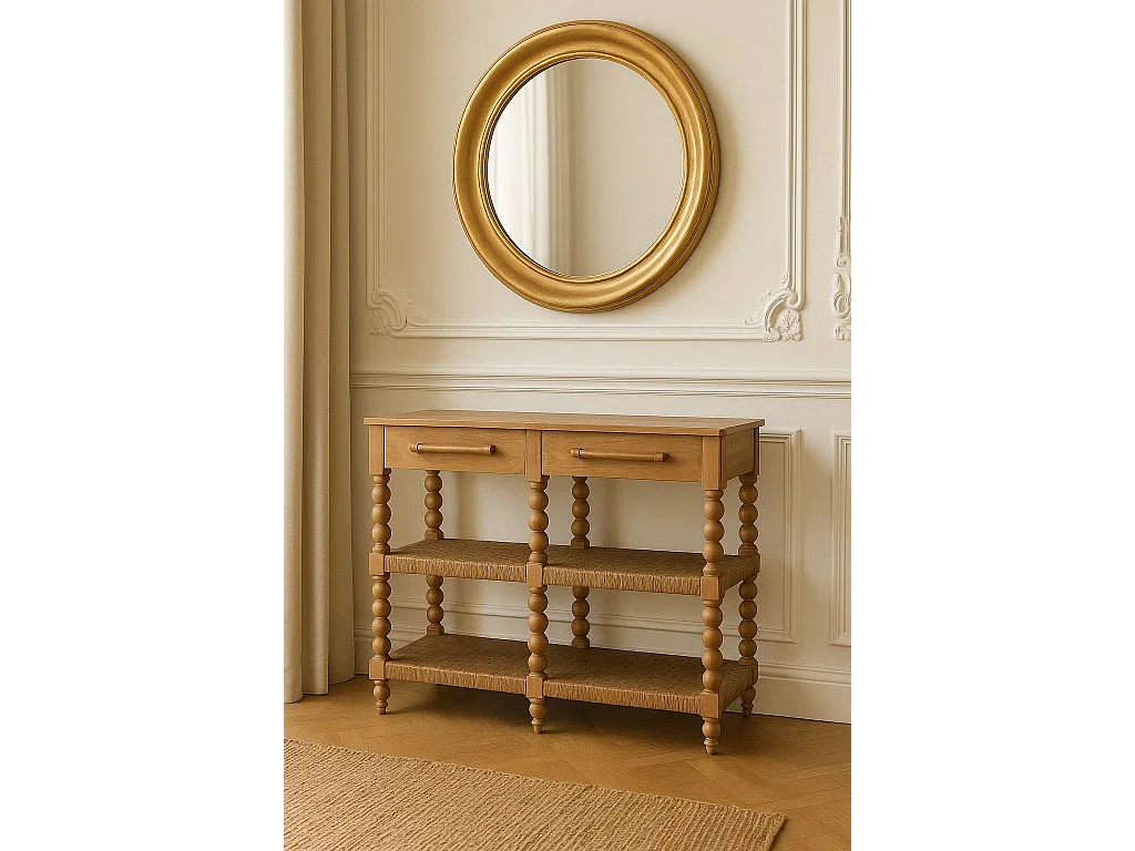 Artisan Furniture Savoy Console à bobines avec étagères en jute