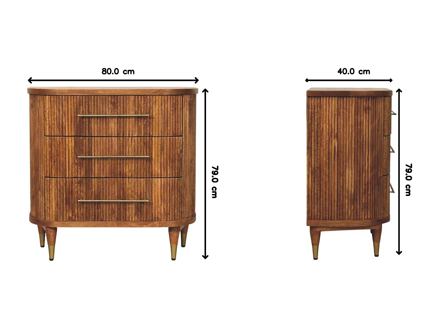 Artisan Furniture Emerson Kommode mit 3 Schubladen mit Rillen
