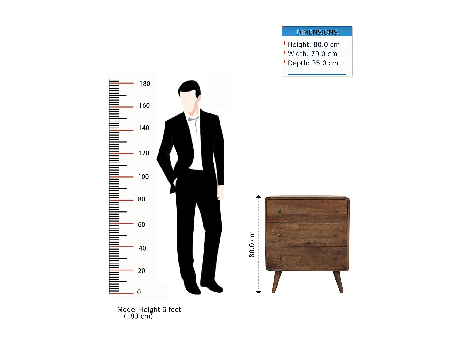 Artisan Furniture Commode à 3 tiroirs Curve Edge