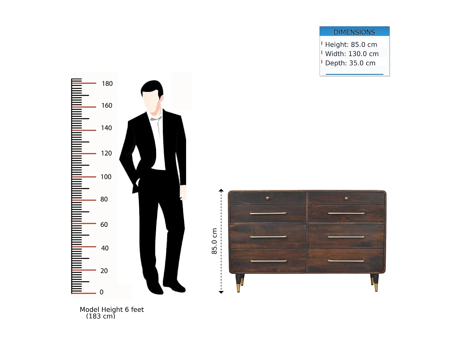 Artisan Furniture Valenza Commode à six tiroirs