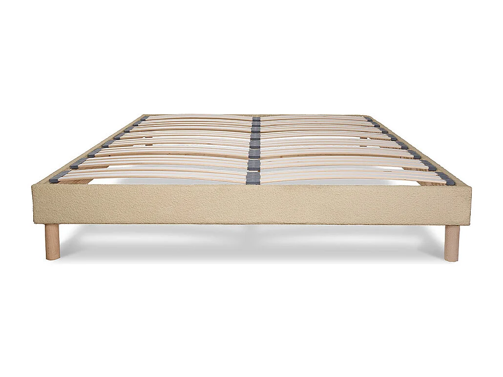 Sommier à lattes laine bouclée beige BIANCA - 90 x 200 cm