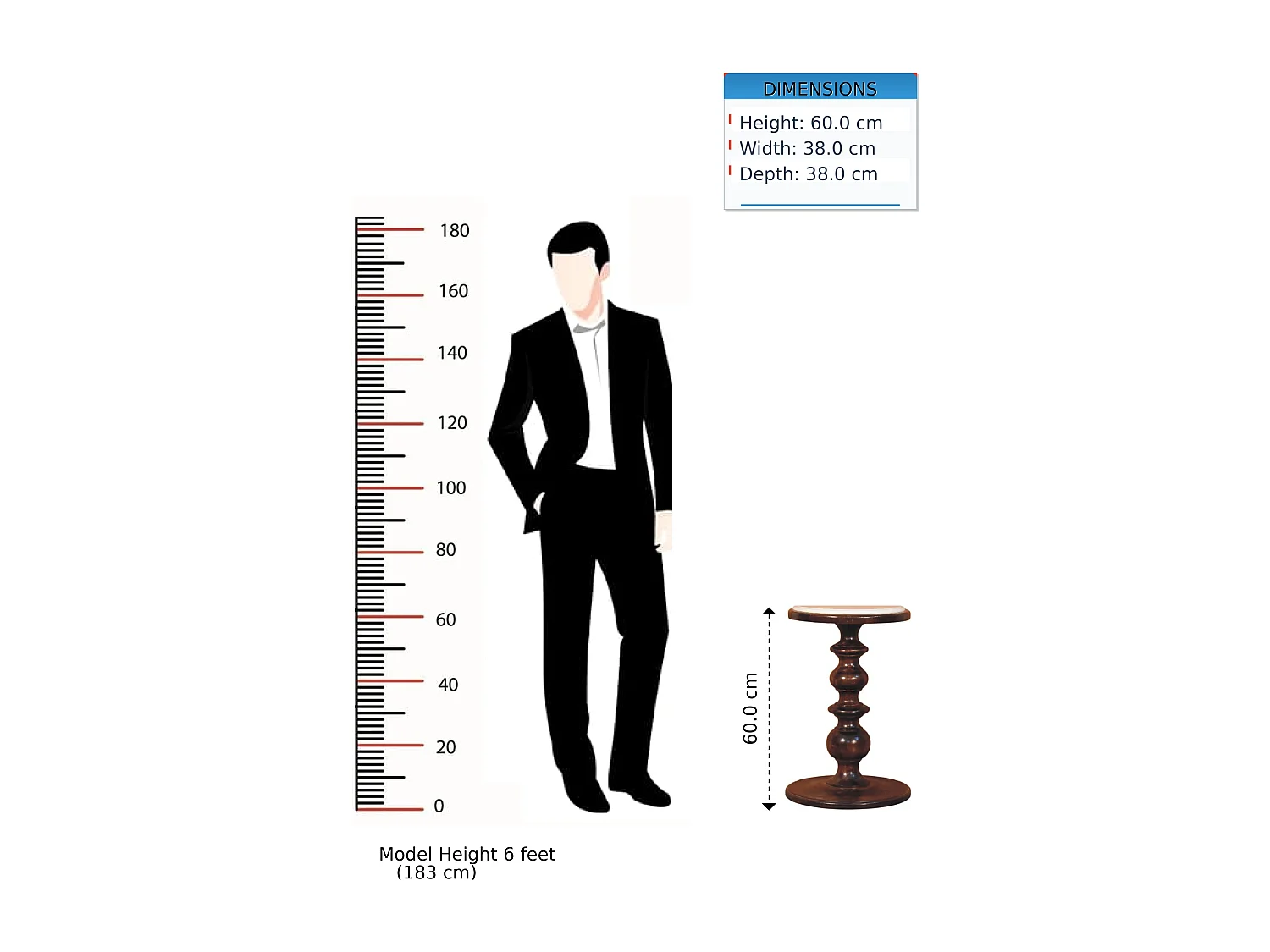 Artisan Furniture Bellmont Table d'appoint avec plateau en marbre