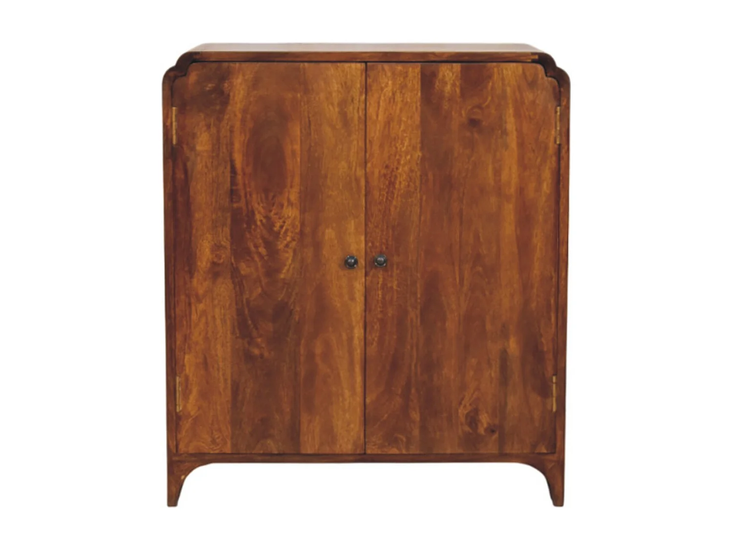 Artisan Furniture Armoire Newton en bois massif de châtaignier, 2 portes et 2 étagères, brun foncé
