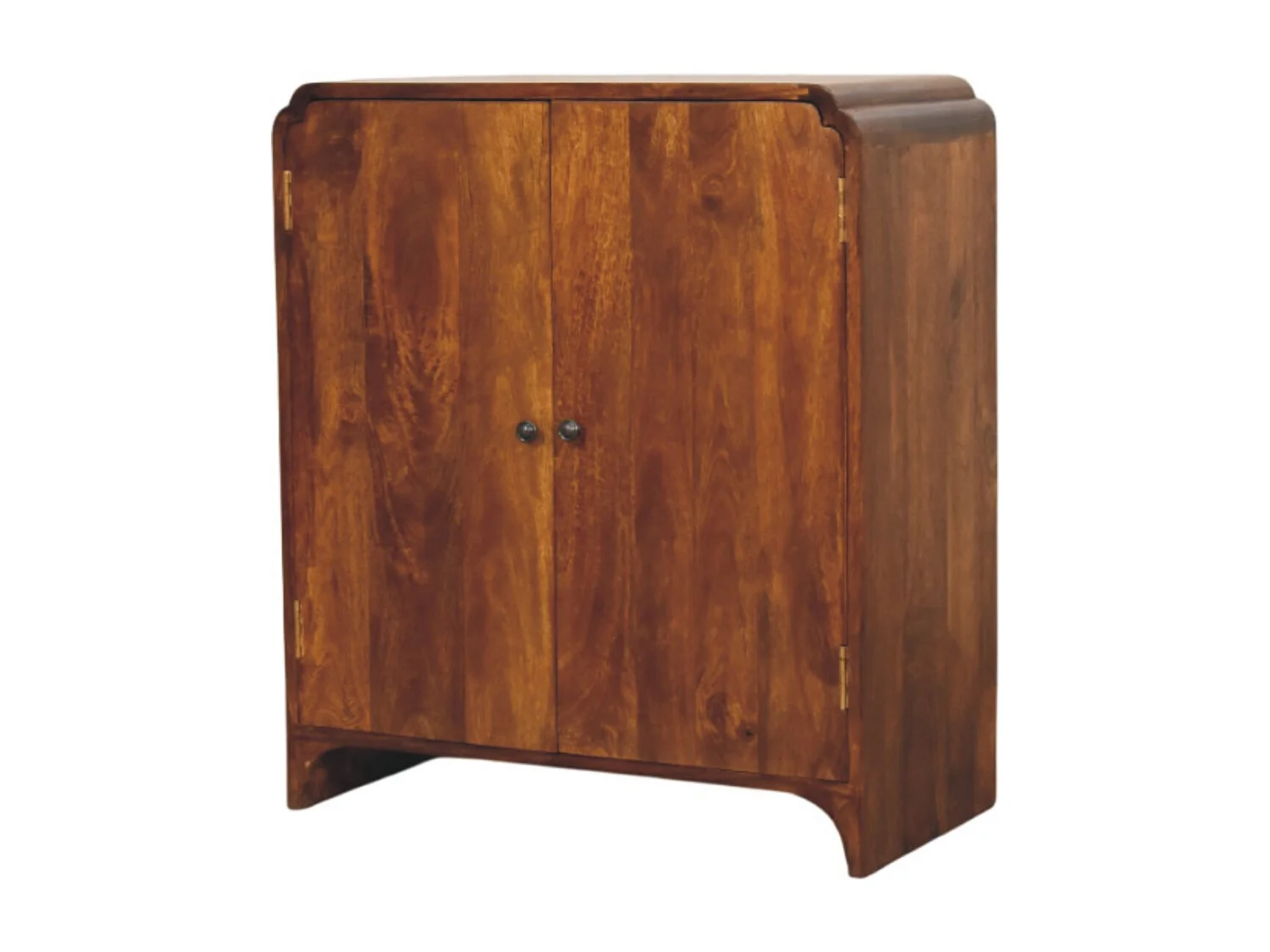 Artisan Furniture Armoire Newton en bois massif de châtaignier, 2 portes et 2 étagères, brun foncé