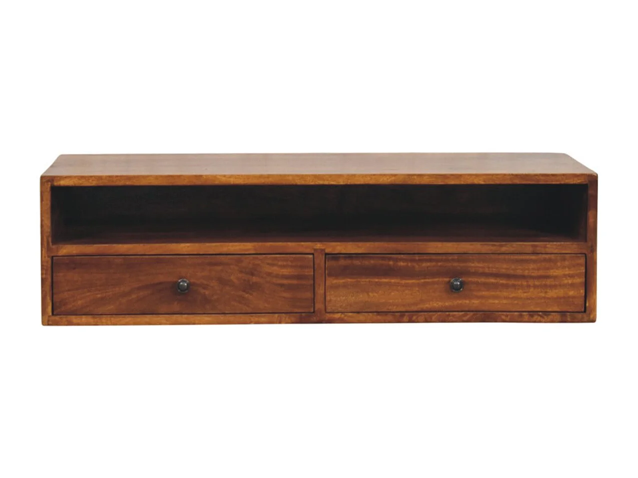 Artisan Furniture Lunar Wand-Multimedia-Möbel mit 2 Schubladen aus Kastanienholz