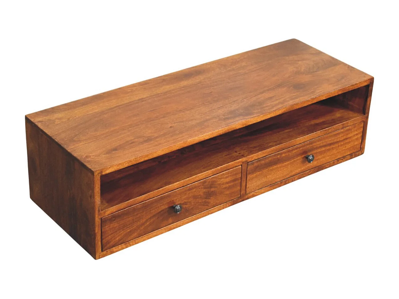 Artisan Furniture Lunar Wand-Multimedia-Möbel mit 2 Schubladen aus Kastanienholz