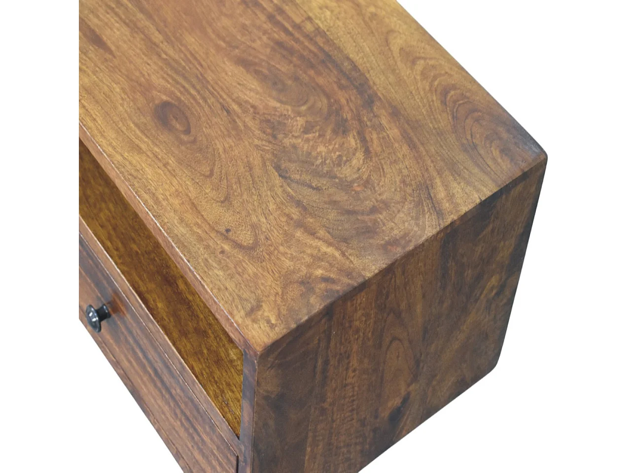 Artisan Furniture Lunar Wand-Multimedia-Möbel mit 2 Schubladen aus Kastanienholz