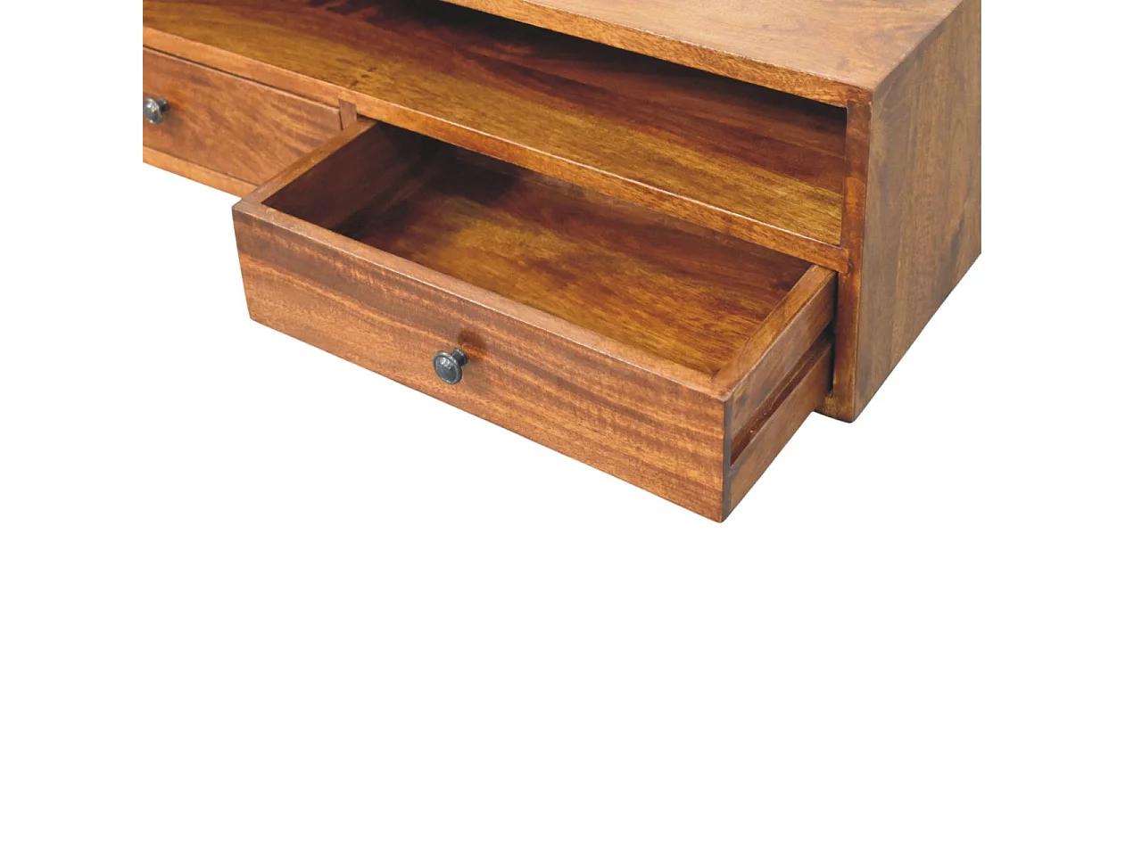 Artisan Furniture Lunar Wand-Multimedia-Möbel mit 2 Schubladen aus Kastanienholz