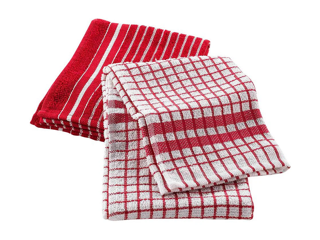 Lot de 2 Torchons Éponge "Classico" 50x70cm Rouge