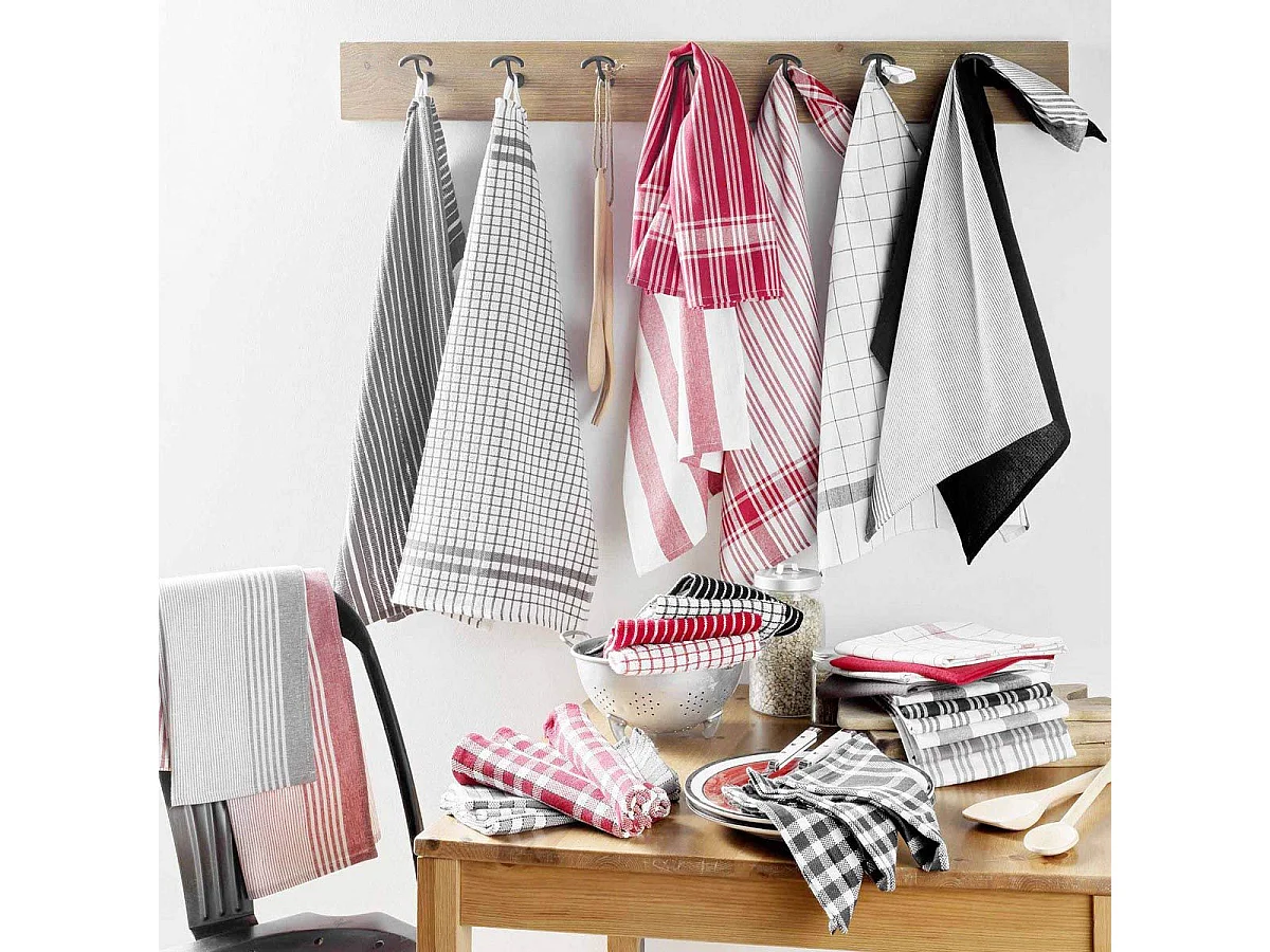 Lot de 2 Torchons Éponge "Classico" 50x70cm Rouge