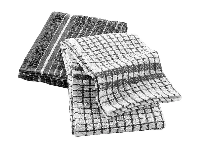 Lot de 2 Torchons Éponge "Classico" 50x70cm Anthracite