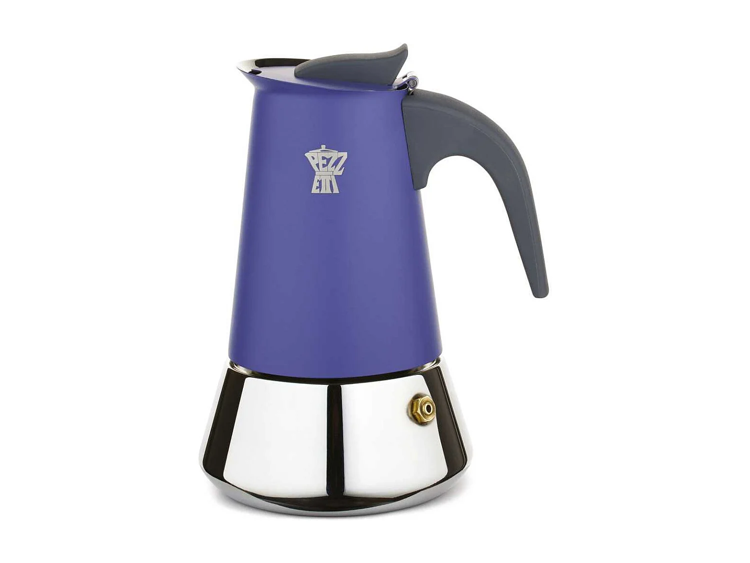 Cafetiere italienne - PEZZETTI - STEELEXPRESS - Acier inoxydable - 6 tasses - Tous feux dont induction - Bleu Indigo