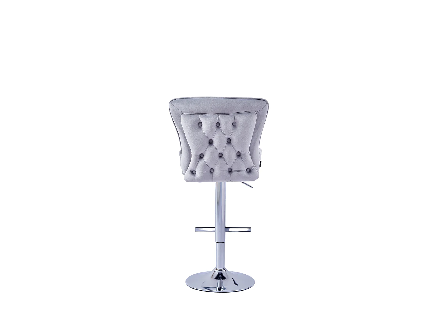 Lot 2 Tabourets de Bar Gabrielle Velours Gris Pieds Chrome Hauteur Assise 65cm
