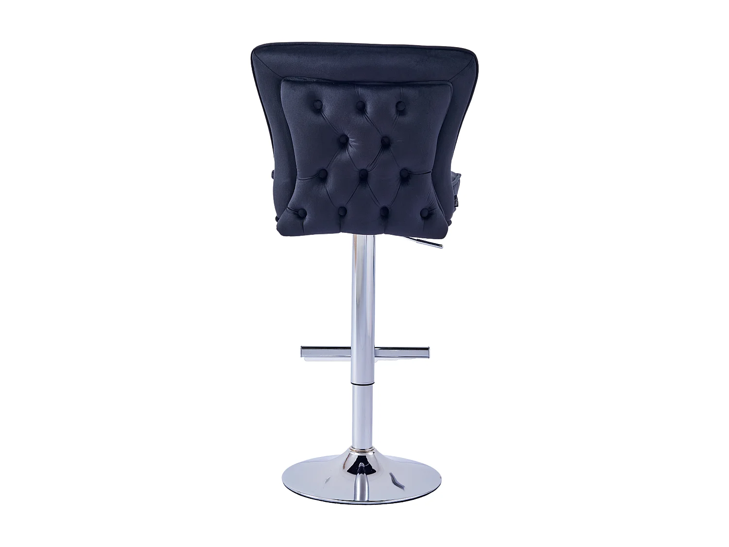 Lot 2 Tabourets de Bar Gabrielle Velours Noir Pieds Chrome Hauteur Assise 65cm