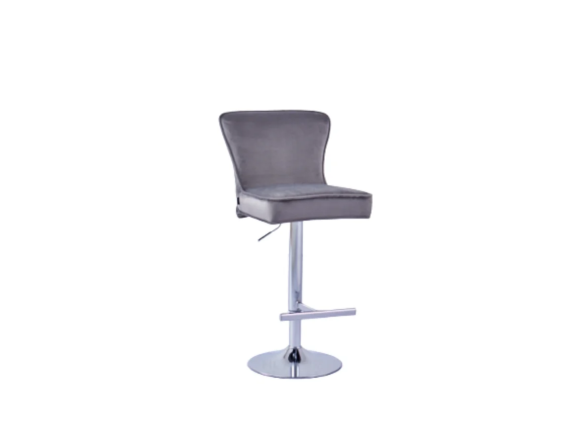 Lot de 2 tabourets de bar velours anthracite pieds chrome 65 cm - GABRIELLE