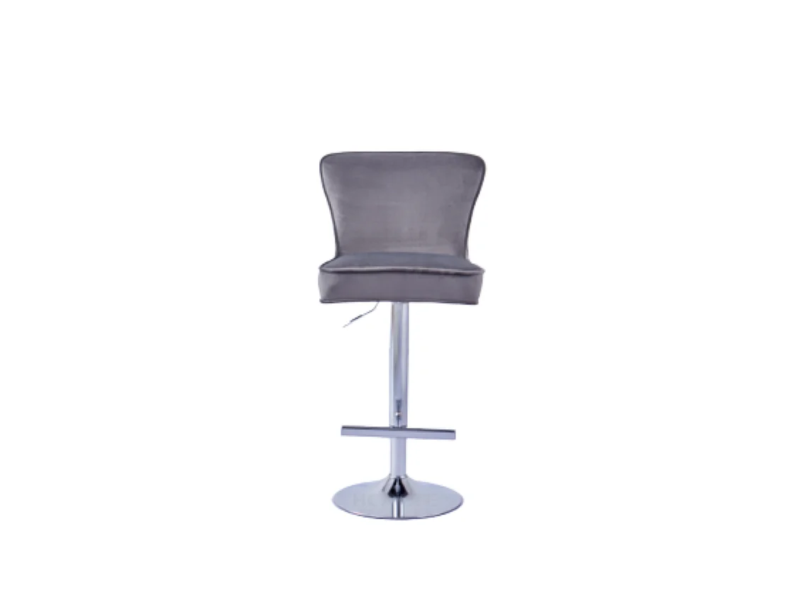 Lot de 2 tabourets de bar velours anthracite pieds chrome 65 cm - GABRIELLE