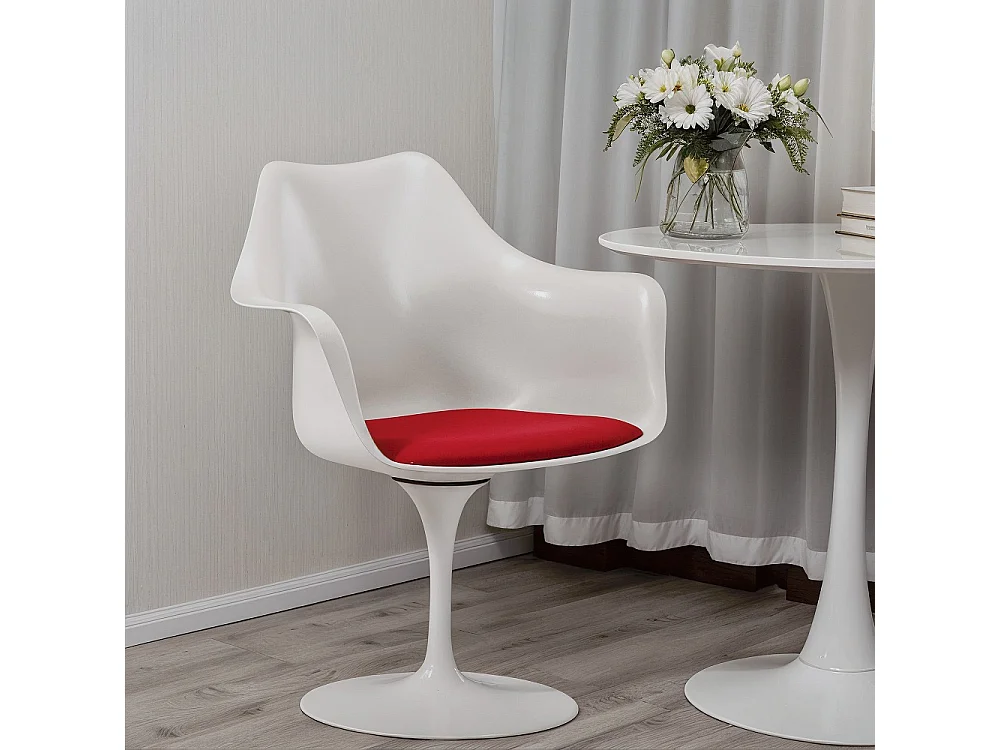 Chaise de salle à manger avec accoudoirs - Chaise pivotante blanche -Tulipan Turquoise