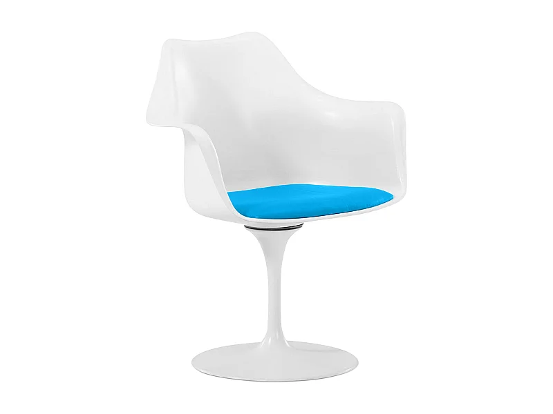 Chaise de salle à manger avec accoudoirs - Chaise pivotante blanche -Tulipan Turquoise