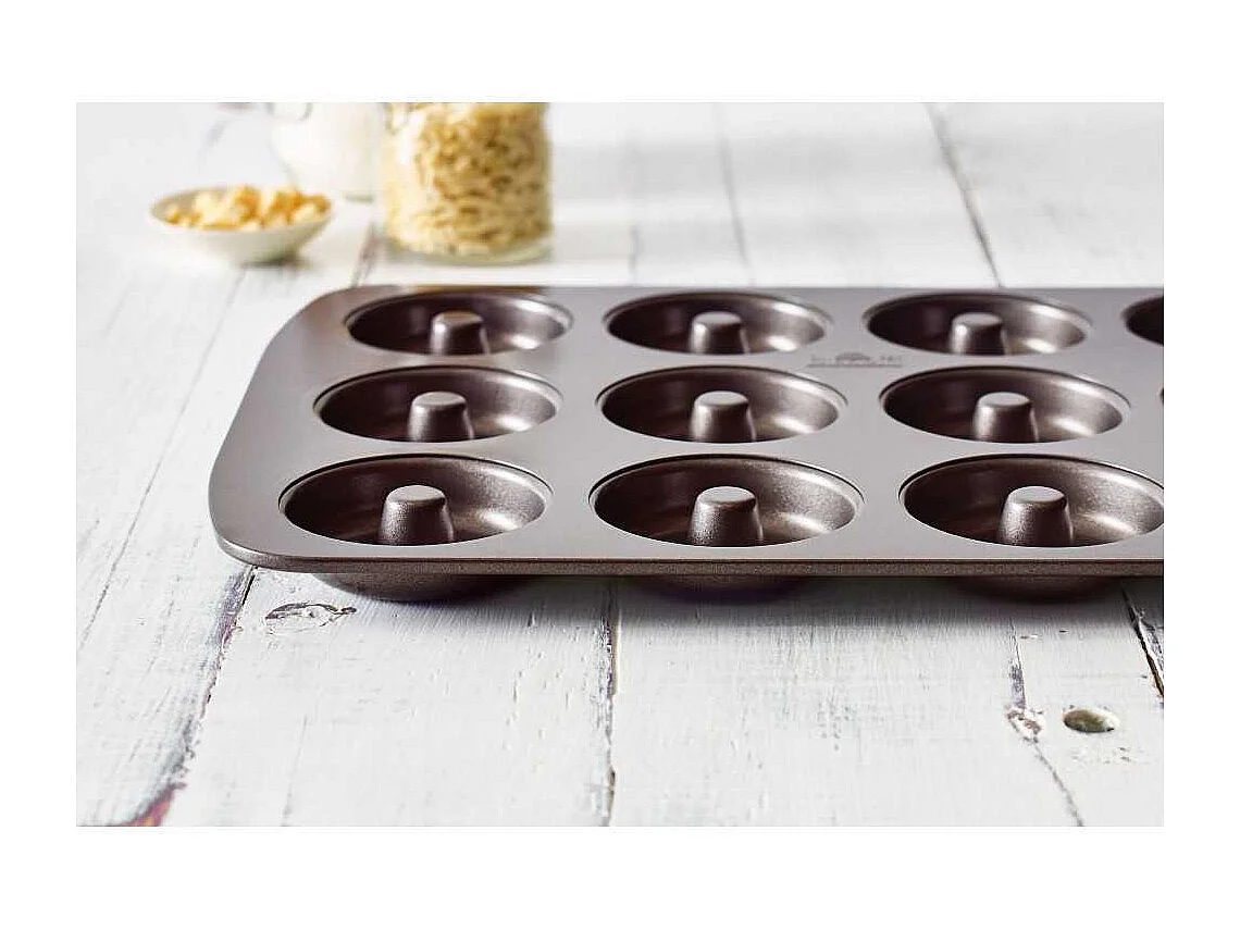 Plaque a cuisson pour donuts - BIRKMANN - EASY BAKING - Acier carbone - Anti adhésif - 12 moules - Ø7cm, 37 x 26 x 2 cm