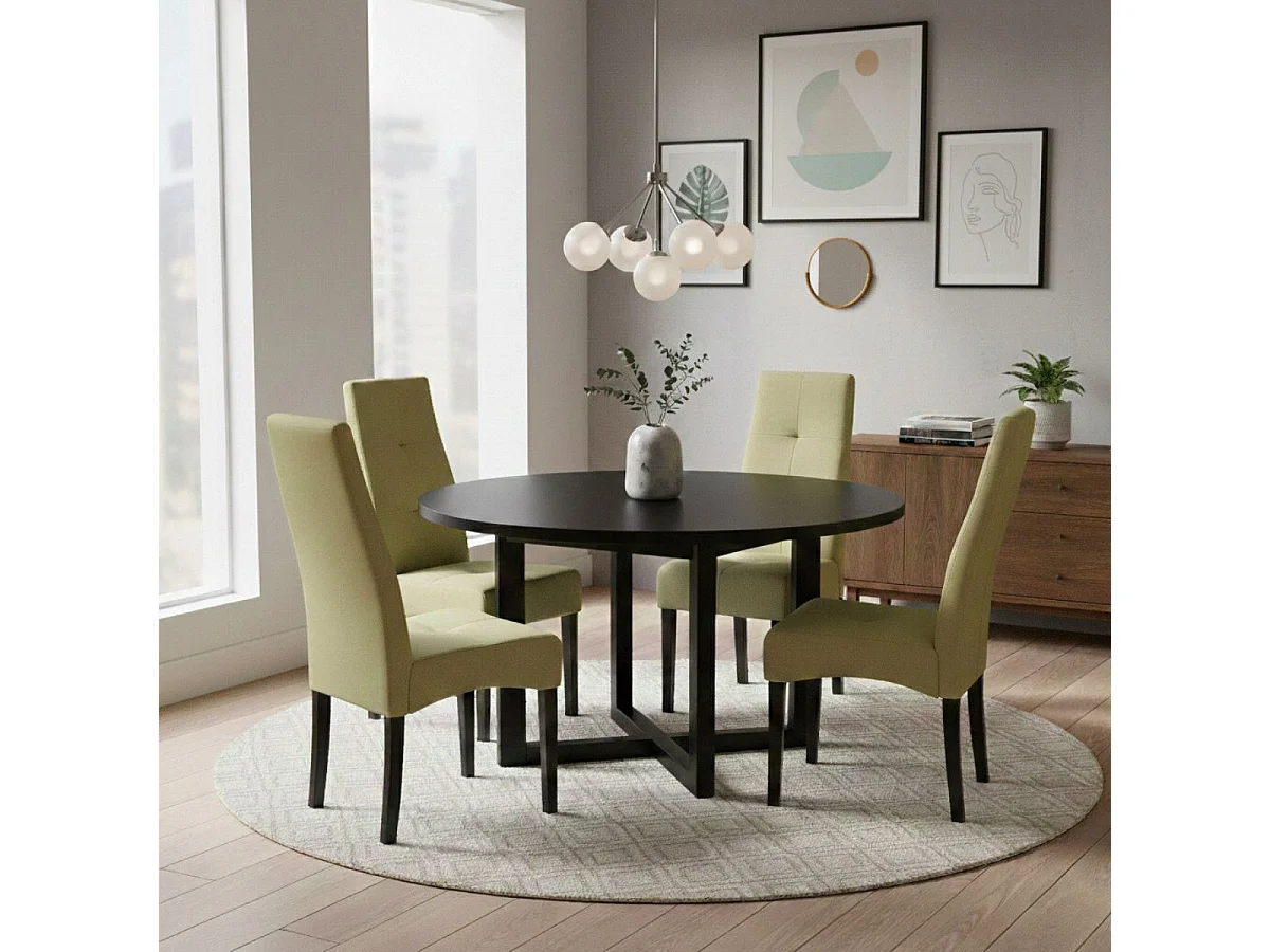 Lot de 2 Chaises tissu vert clair capitonnées - OKSANA