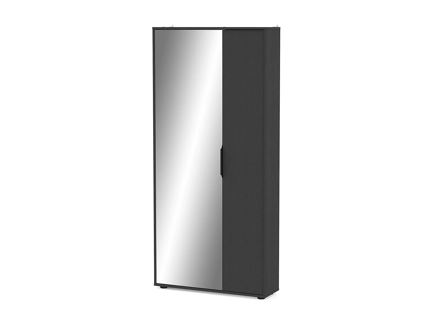Armoire meuble à chaussures 2 portes avec un miroir couleur noir Longueur 82,8 x Profondeur 23,9 x Hauteur 178,4 cm